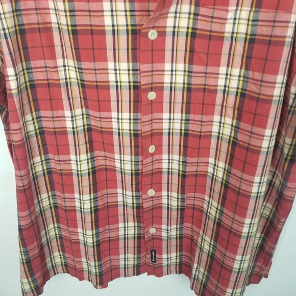Abercrombie & Fitch Men's XL Red Plaid Button Front Short Sleeve Shirt Collared - Picture 3 of 6